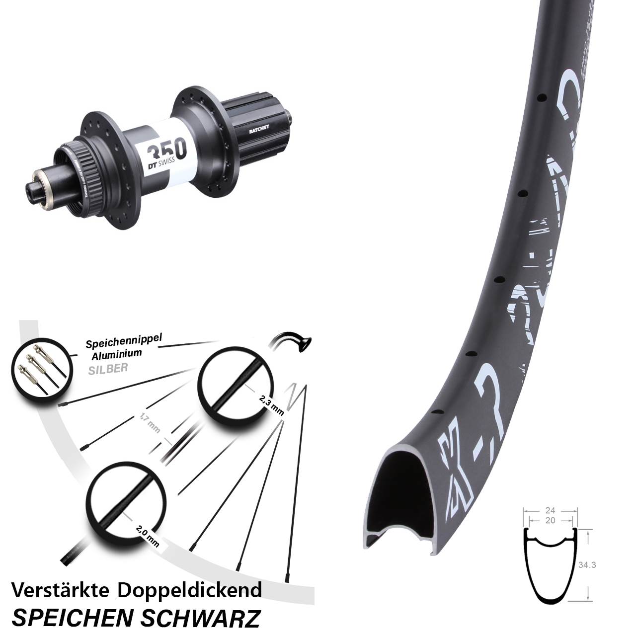 Disc Hinterrad QR 28 Zoll KX-R Road DT Swiss 350 Ratchet 36 8-11 fach HG