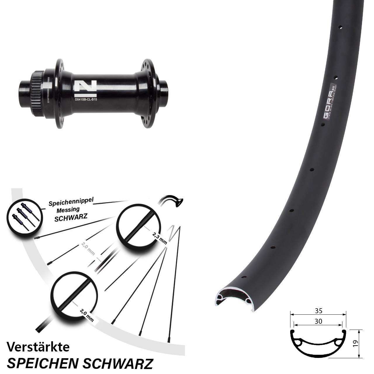 26 Zoll Gora 30 Novatec D041 Vorderrad Centerlock 15x110 Boost