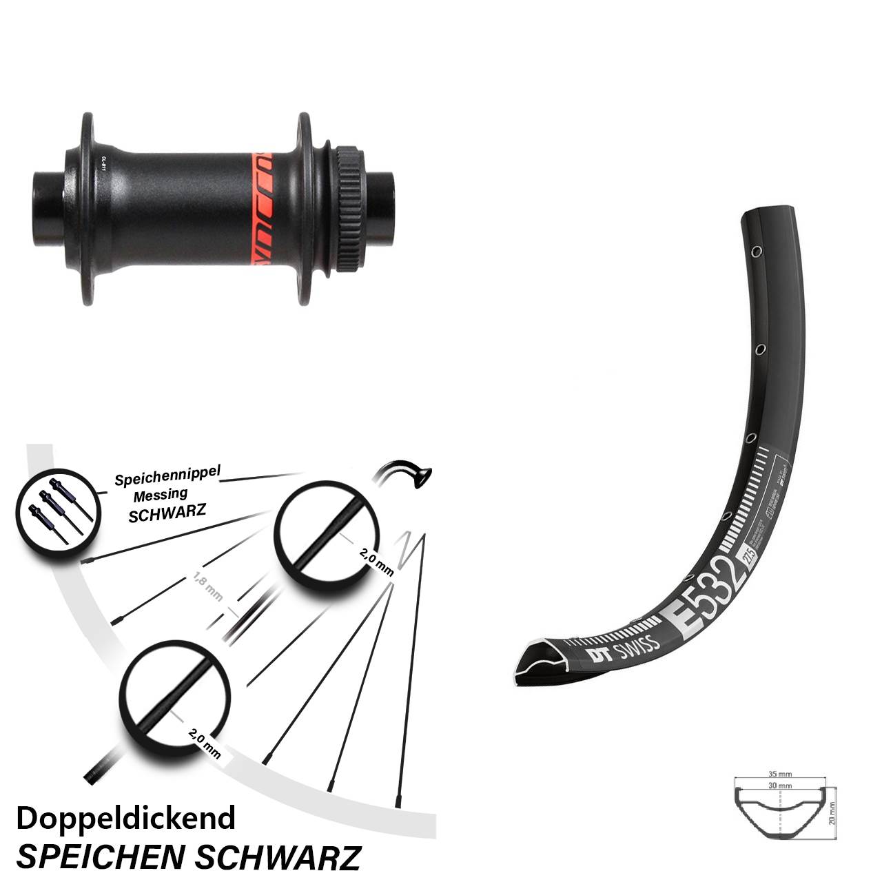 Boost Disc Vorderrad 15x110 29 Zoll DT Swiss E 532 Formula