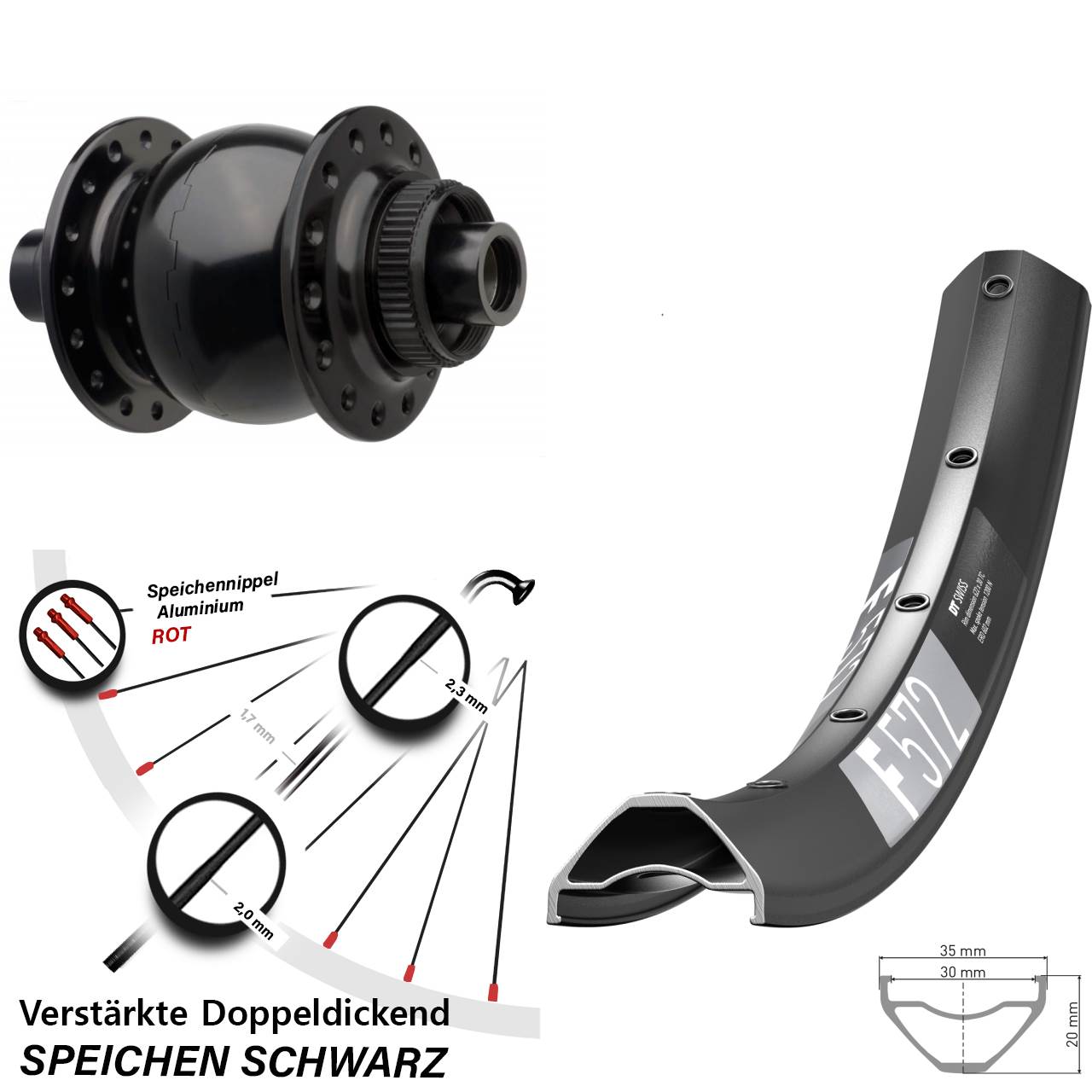 SON 28 DT Swiss F 572 29 Zoll Centerlock Dynamovorderrad 15x110 Boost