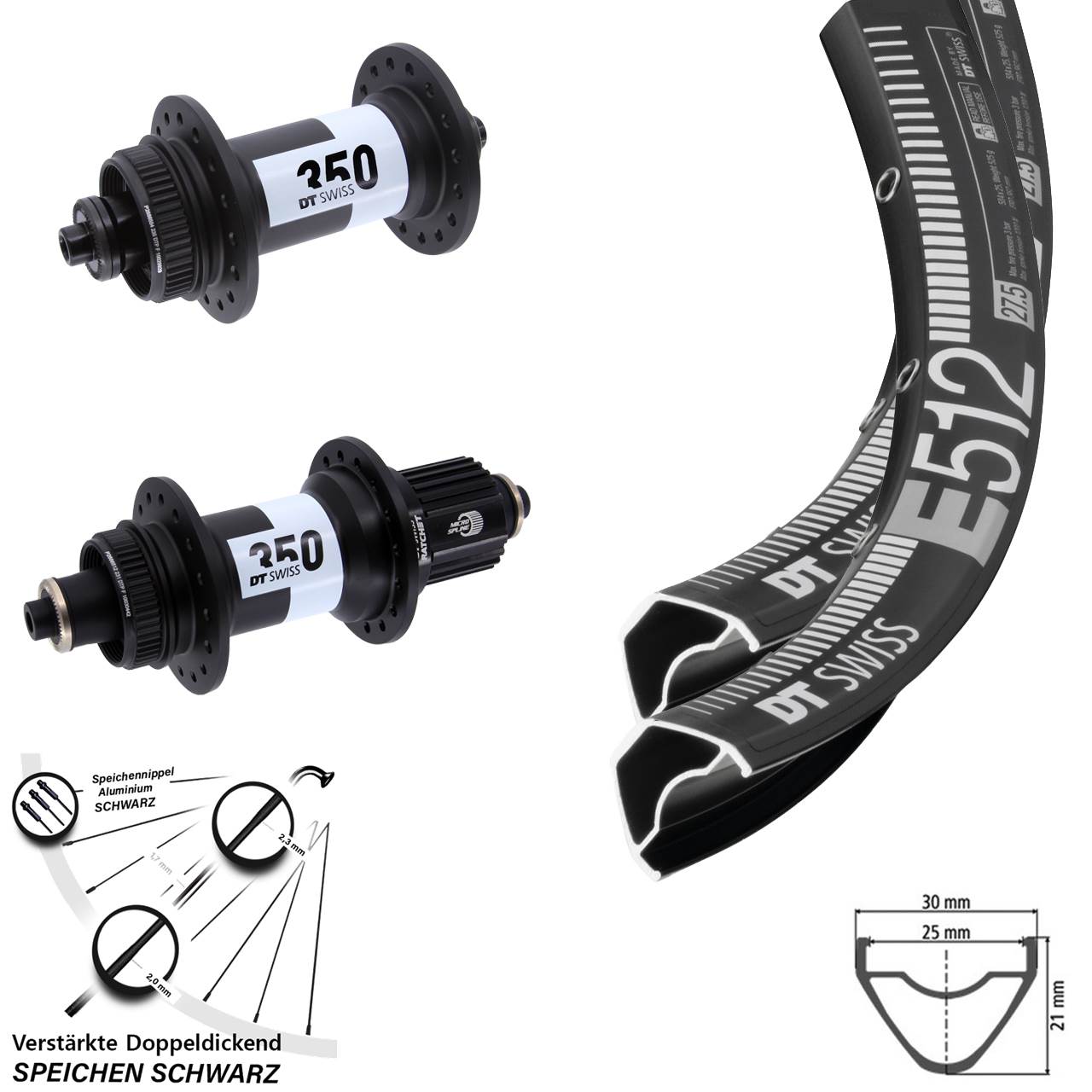 DT Swiss E512 350 29 Zoll Laufradsatz Centerlock QR Micro Spline