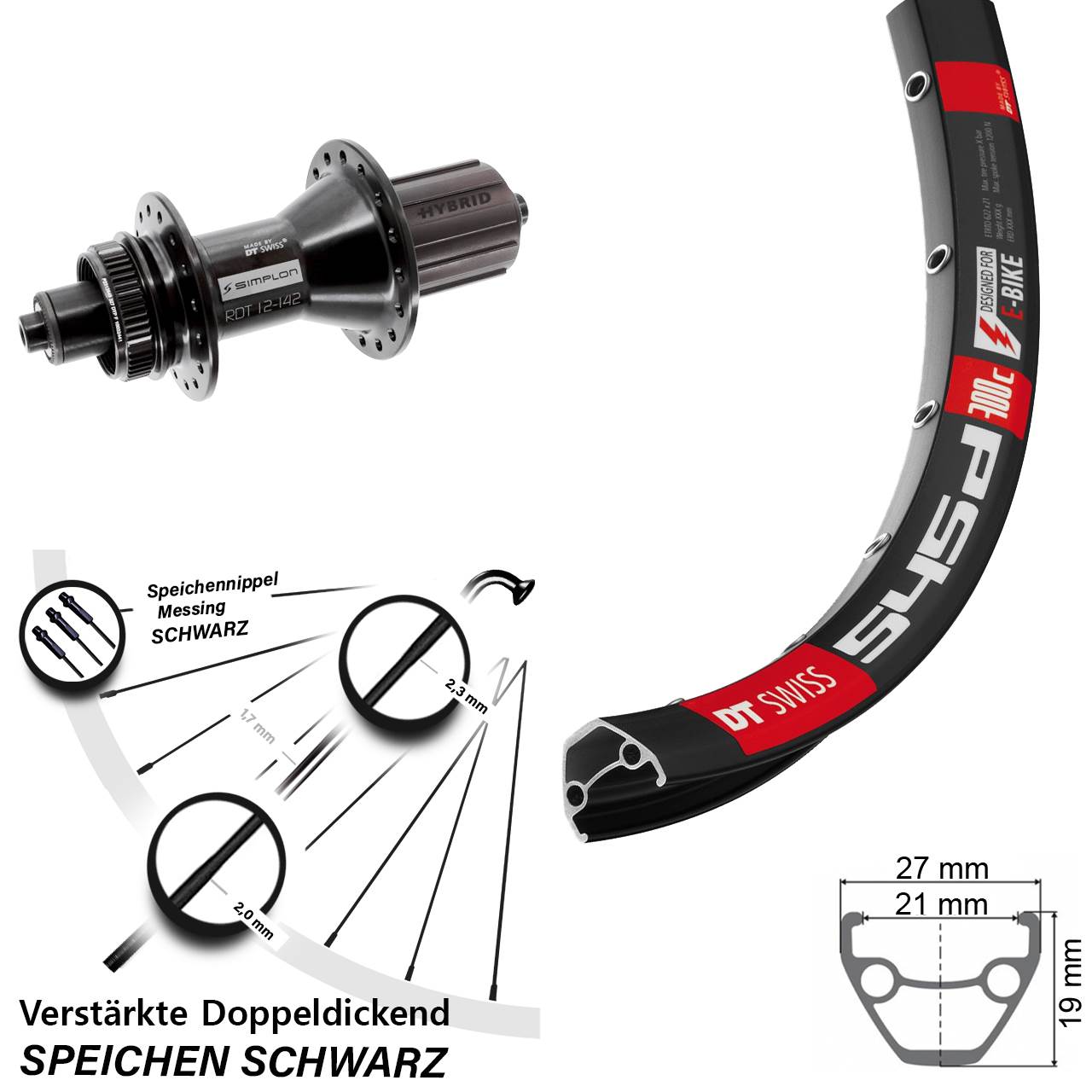 Hinterrad Centerlock 28 Zoll DT Swiss 545d-370 Hybrid 8-11 fach HG QR