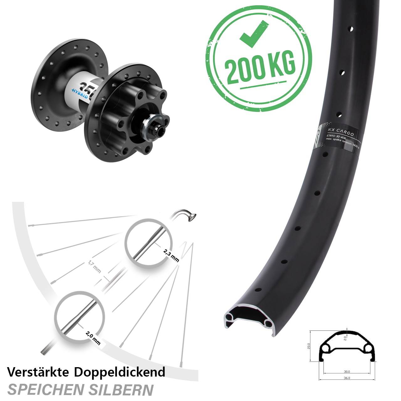 KX Cargo DT Swiss 350 Hybrid 29 Zoll Disc Laufrad QR