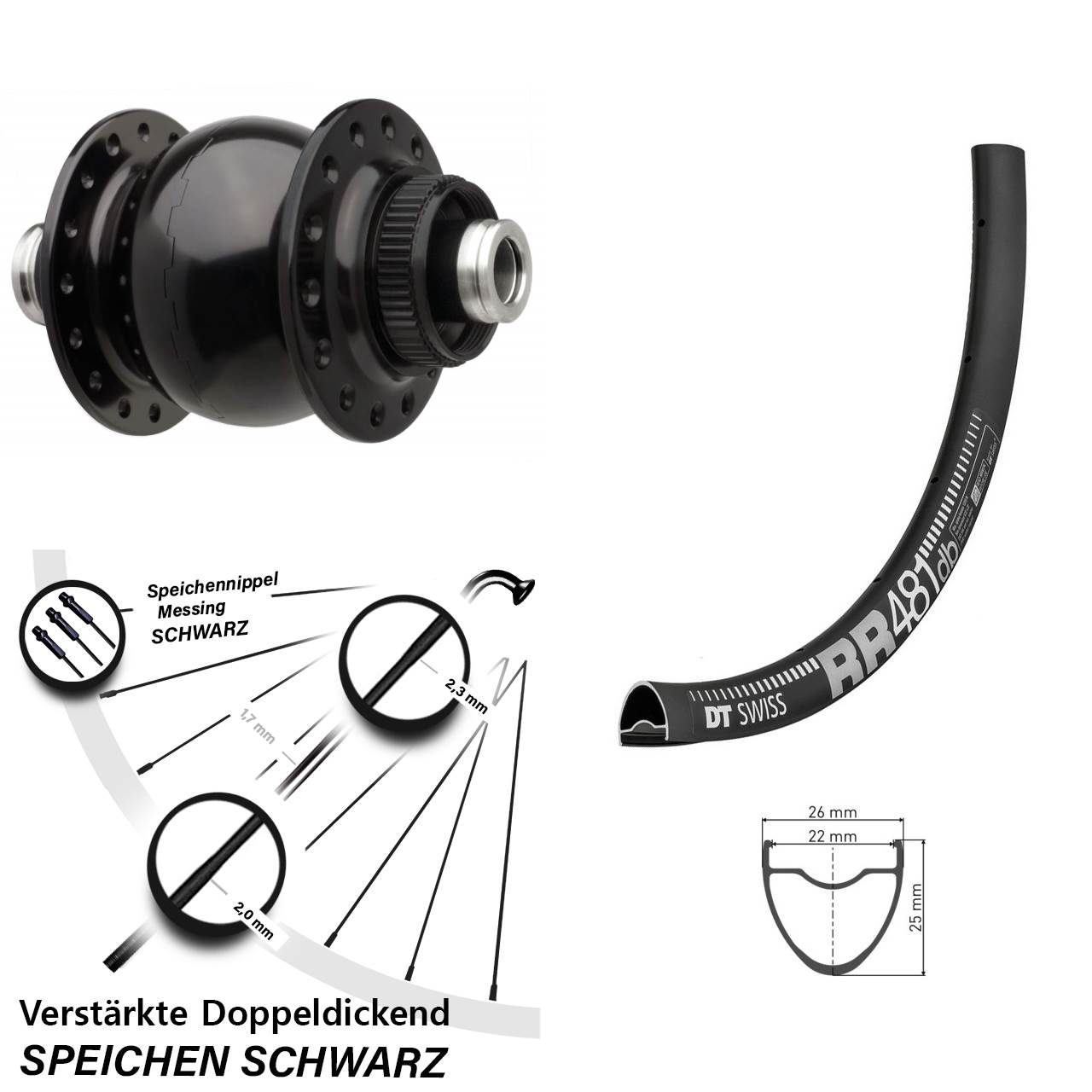 Dynamo SON 28-12 Centerlock Boost 12x110 mm DT Swiss RR 481 Bikepacking 28 Zoll