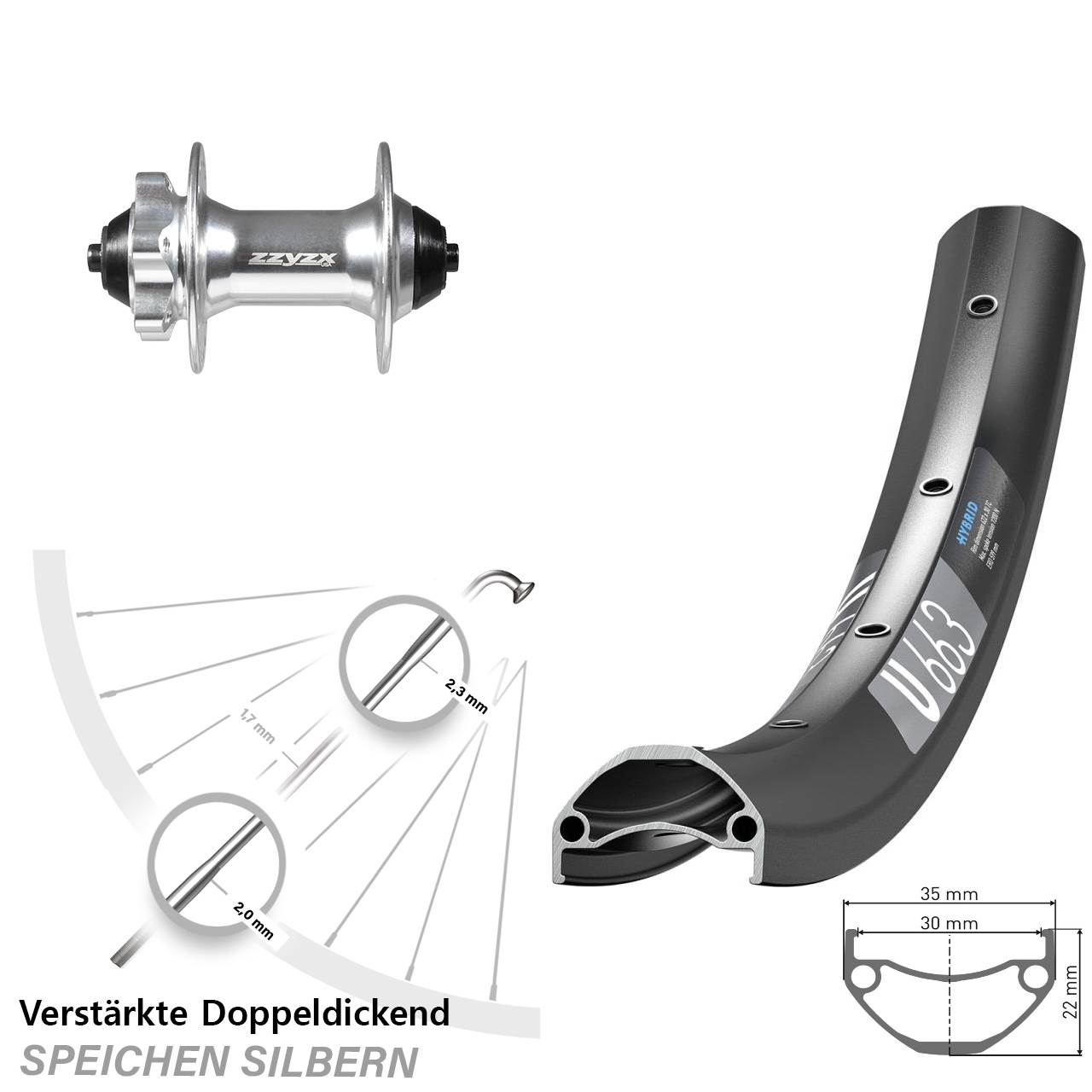 Disc Vorderrad QR 20 Zoll DT Swiss U 663 Formula DC-61