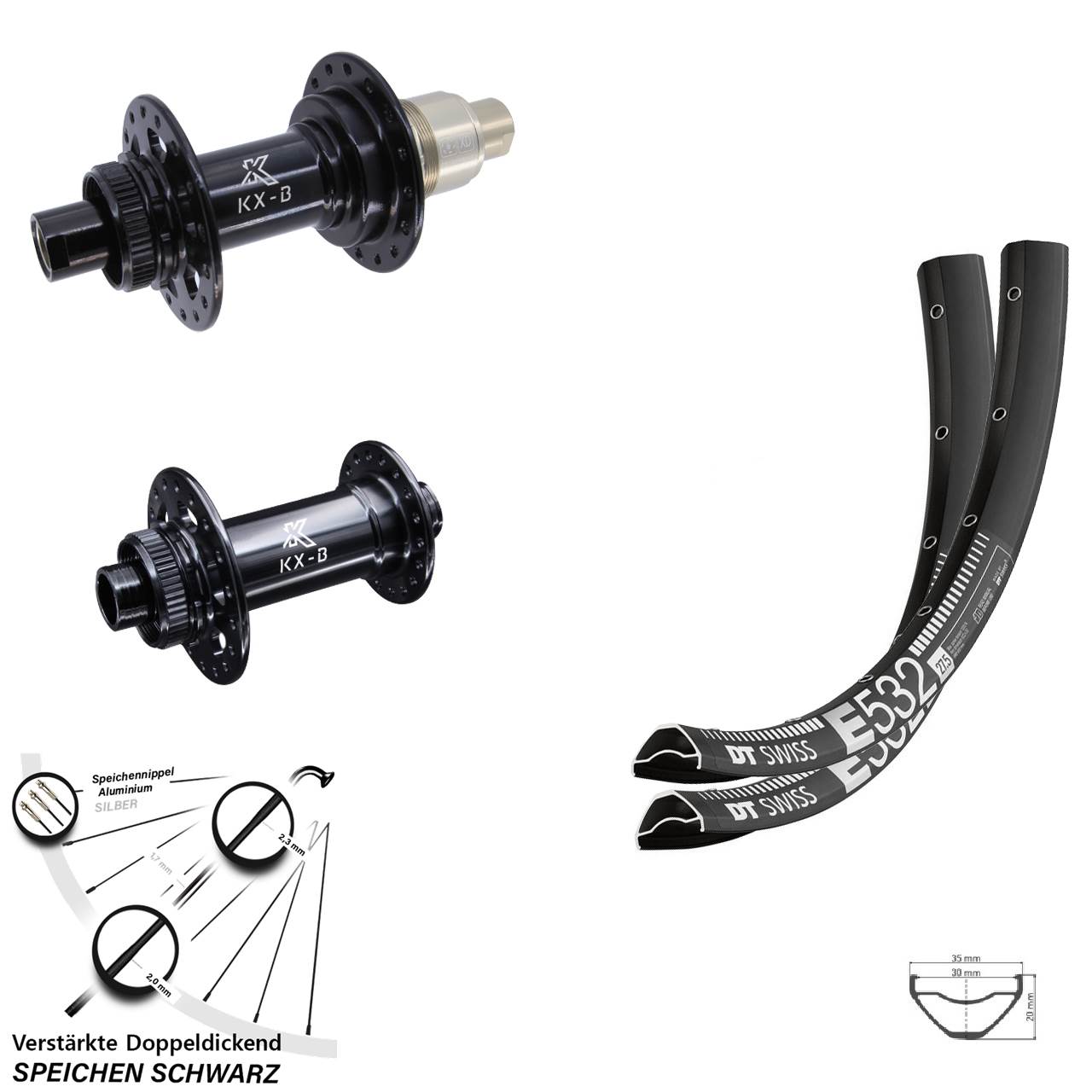 Boost Laufradsatz Centerlock 15x110 12x148 27,5 Zoll DT Swiss E532 KX-B XD 11-12 fach