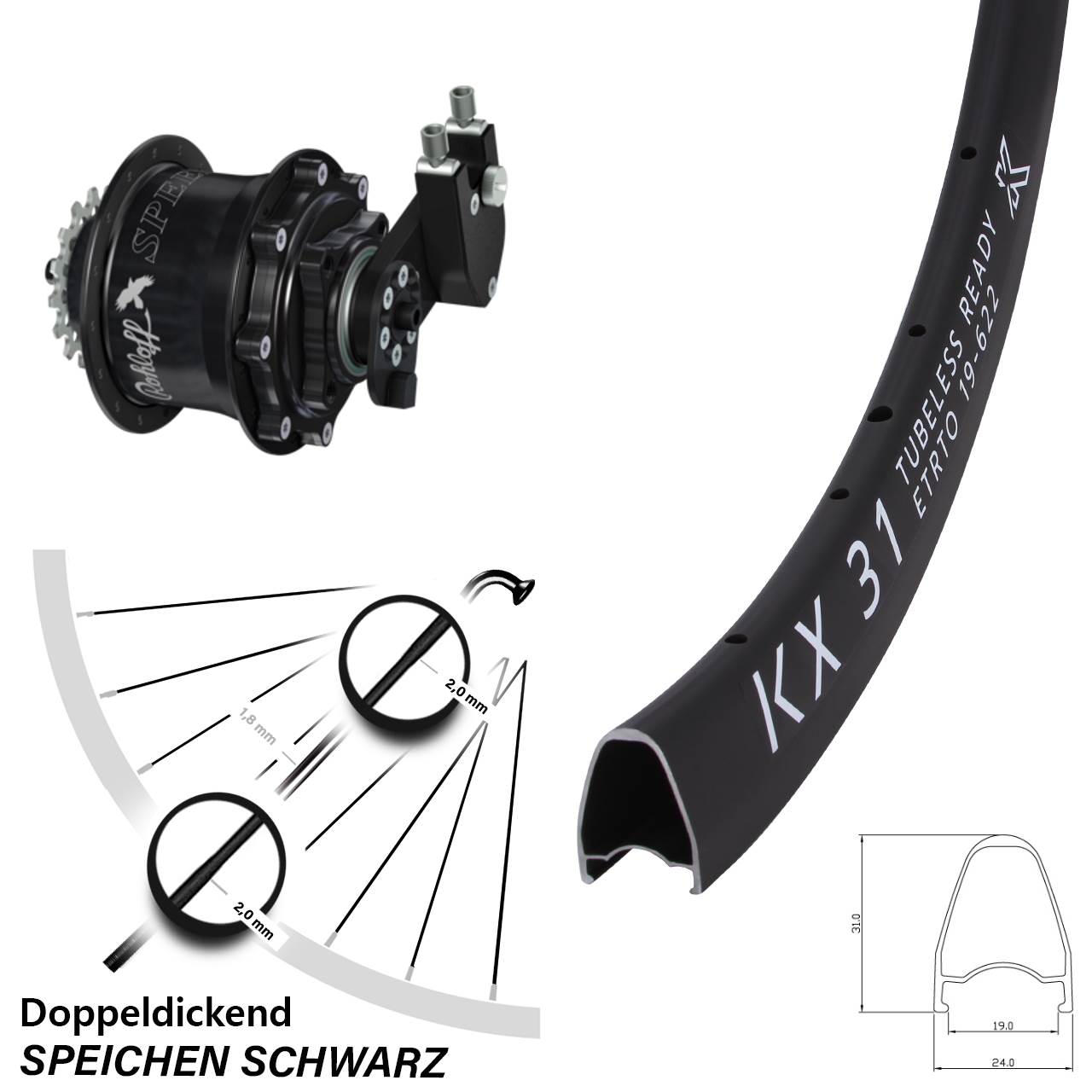 KX 31 Rohloff Speedhub CC DB OEM Tandem 28 Zoll Disc Laufrad
