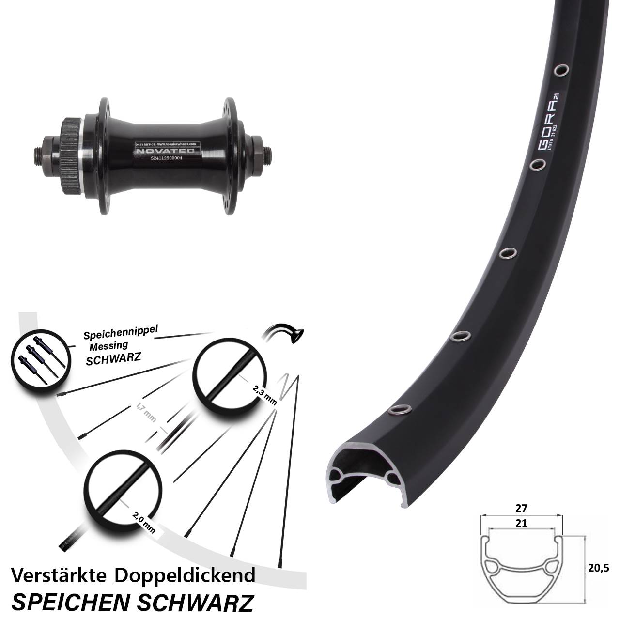 Disc Vorderrad für Schnellspanner 28 Zoll Gora 21 Novatec D471