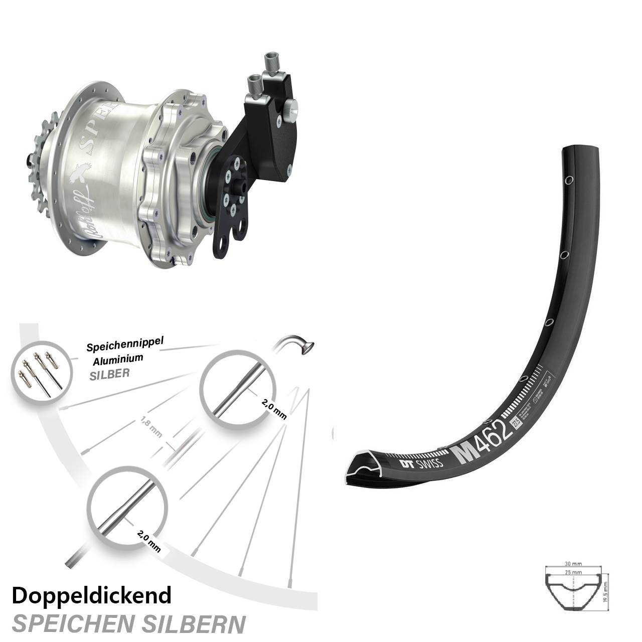 Disc Hinterrrad 650B DT Swiss M462 Rohloff 500/14 CC DB Tandem