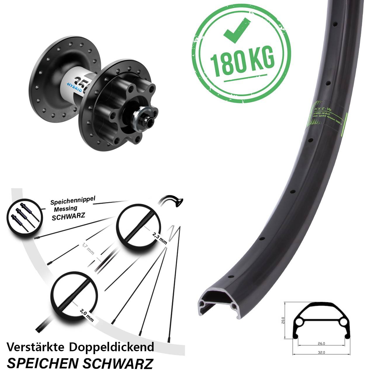 Disc Vorderrad 28-29 Zoll KX Evo DT Swiss 350 Hybrid QR