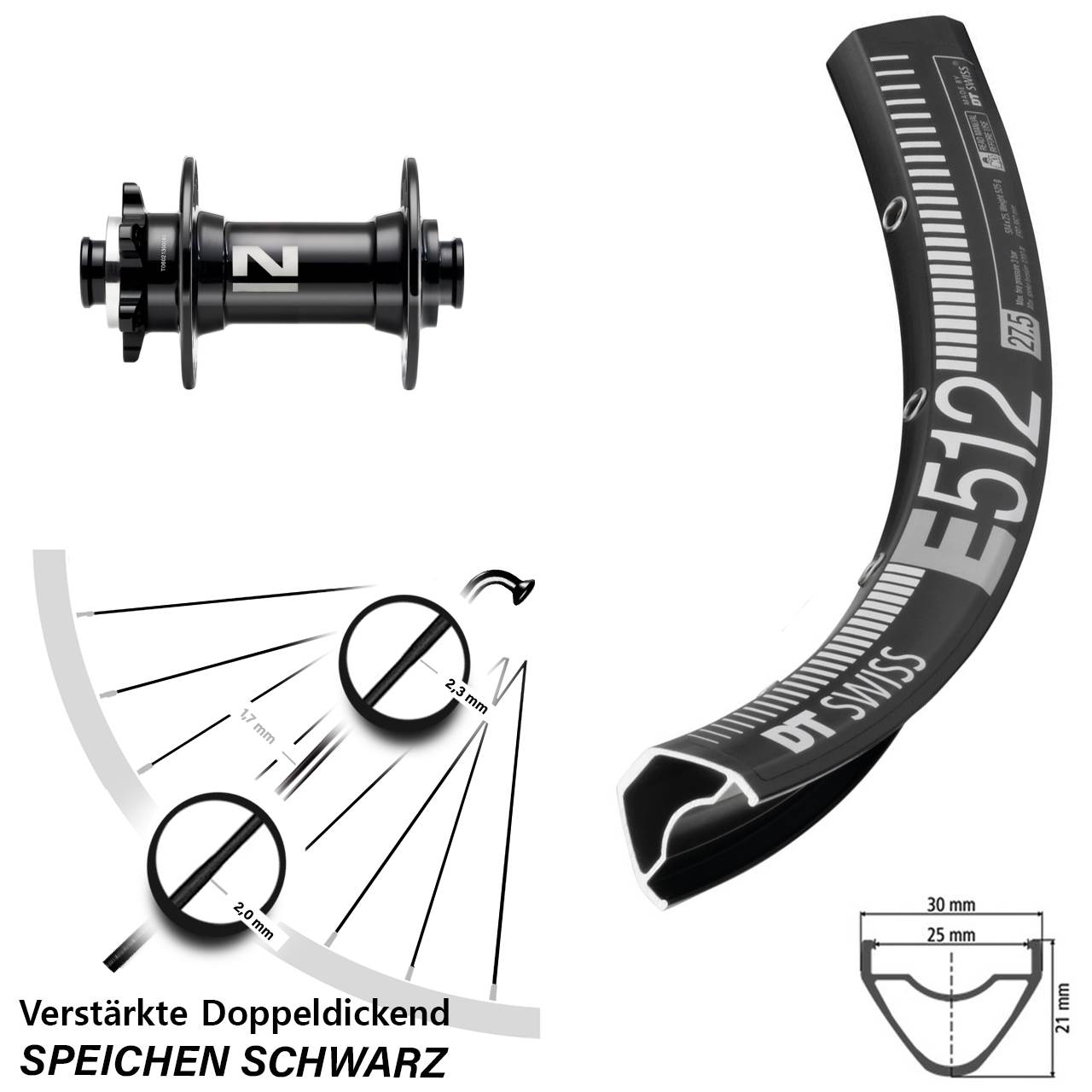 DT Swiss E 512 Novatec D041 650B Vorderrad 6-Loch 15x110 Boost