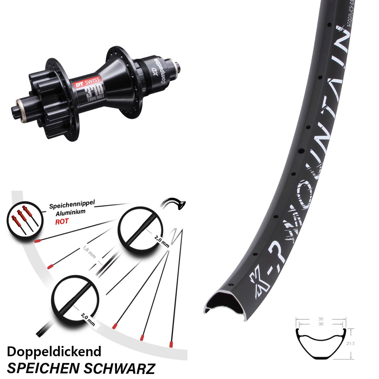 KX-R Mountain DT Swiss 370 29 Zoll Disc Hinterrad für Schnellspanner SRAM XD