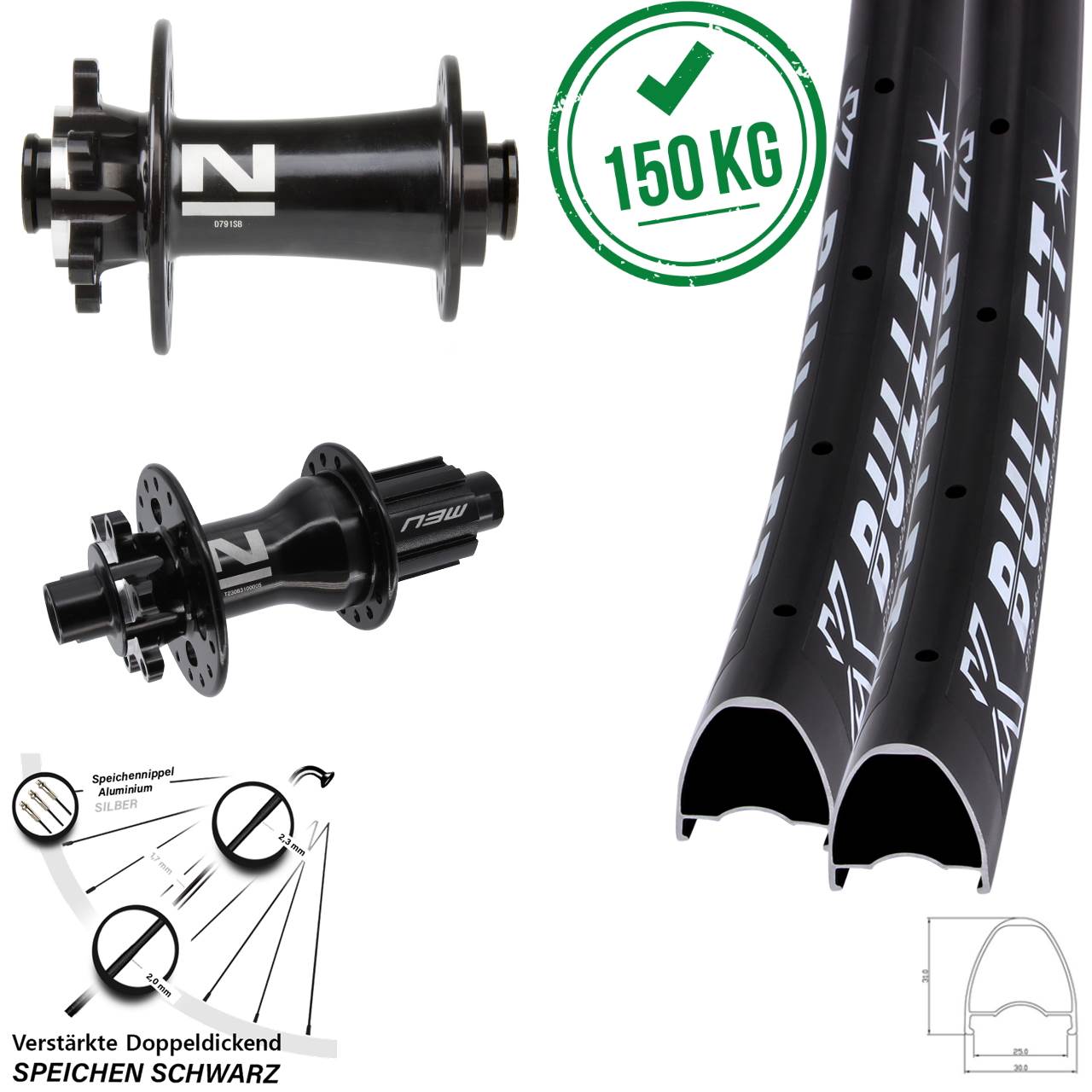 Laufradsatz 6-Loch 12x100/142 28-29 Zoll KX Bullet Novatec D791-D792 Campa N3W
