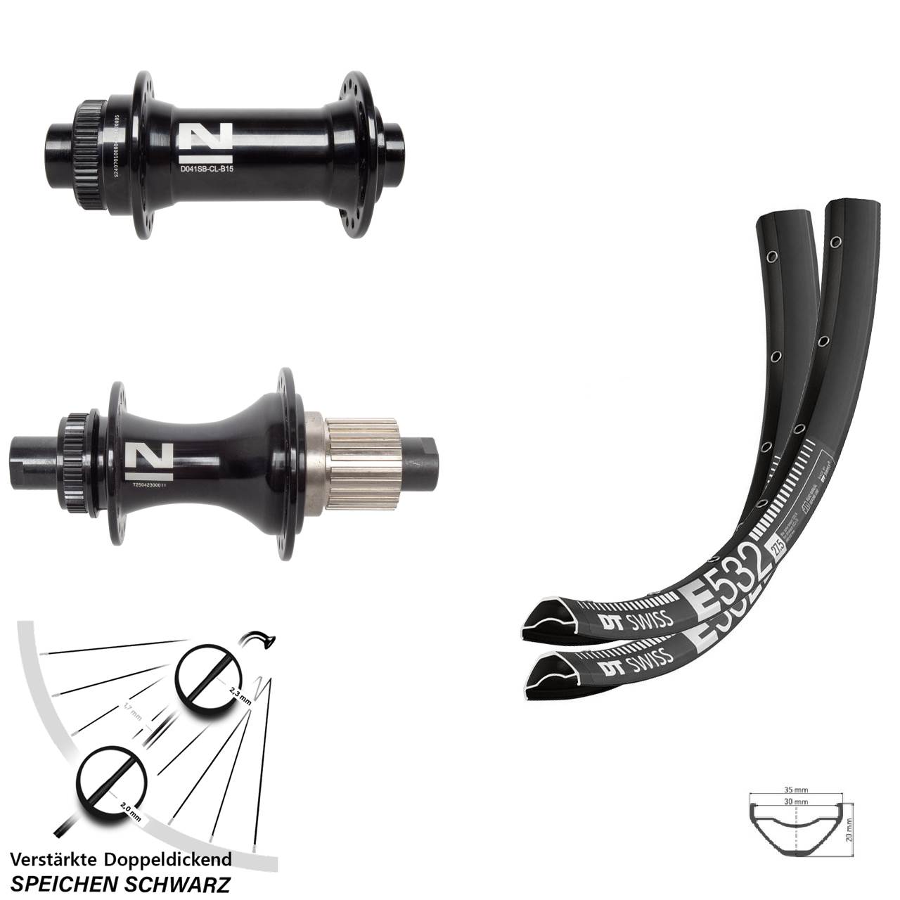 Disc Laufradsatz Boost 27,5 Zoll DT Swiss E532 Novatec D041SB D462 Micro Spline