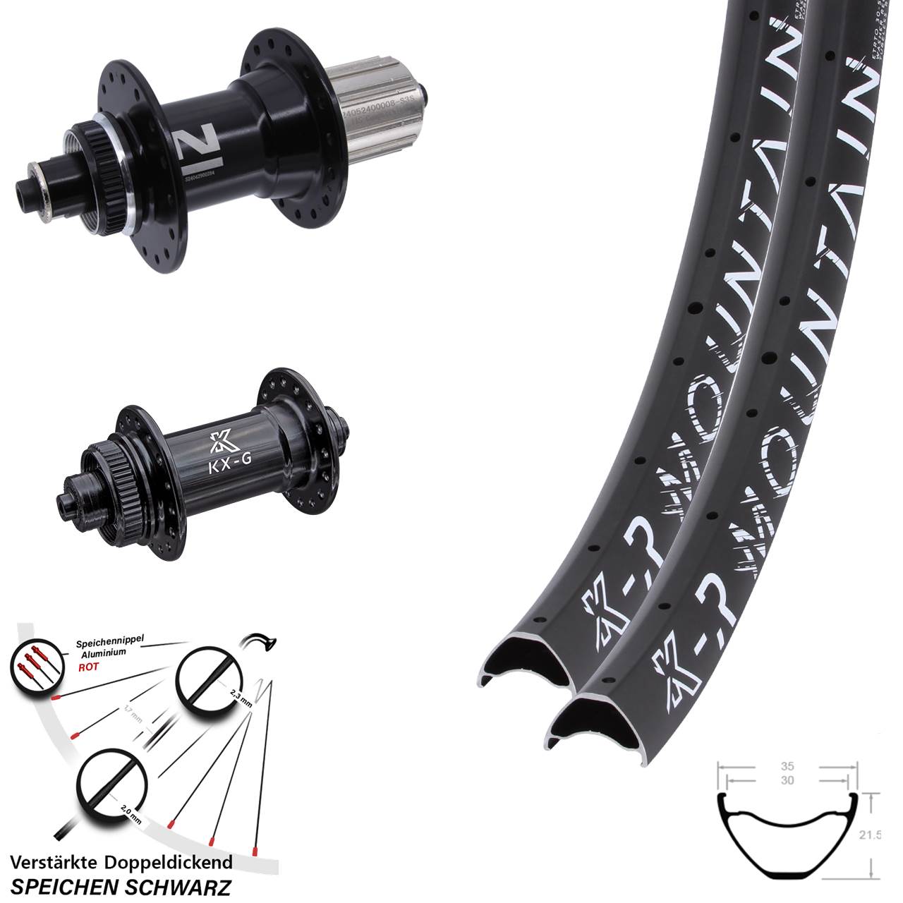 Laufradsatz Centerlock QR 29 Zoll KX-GR Mountain Novatec D042SB 8-12 fach