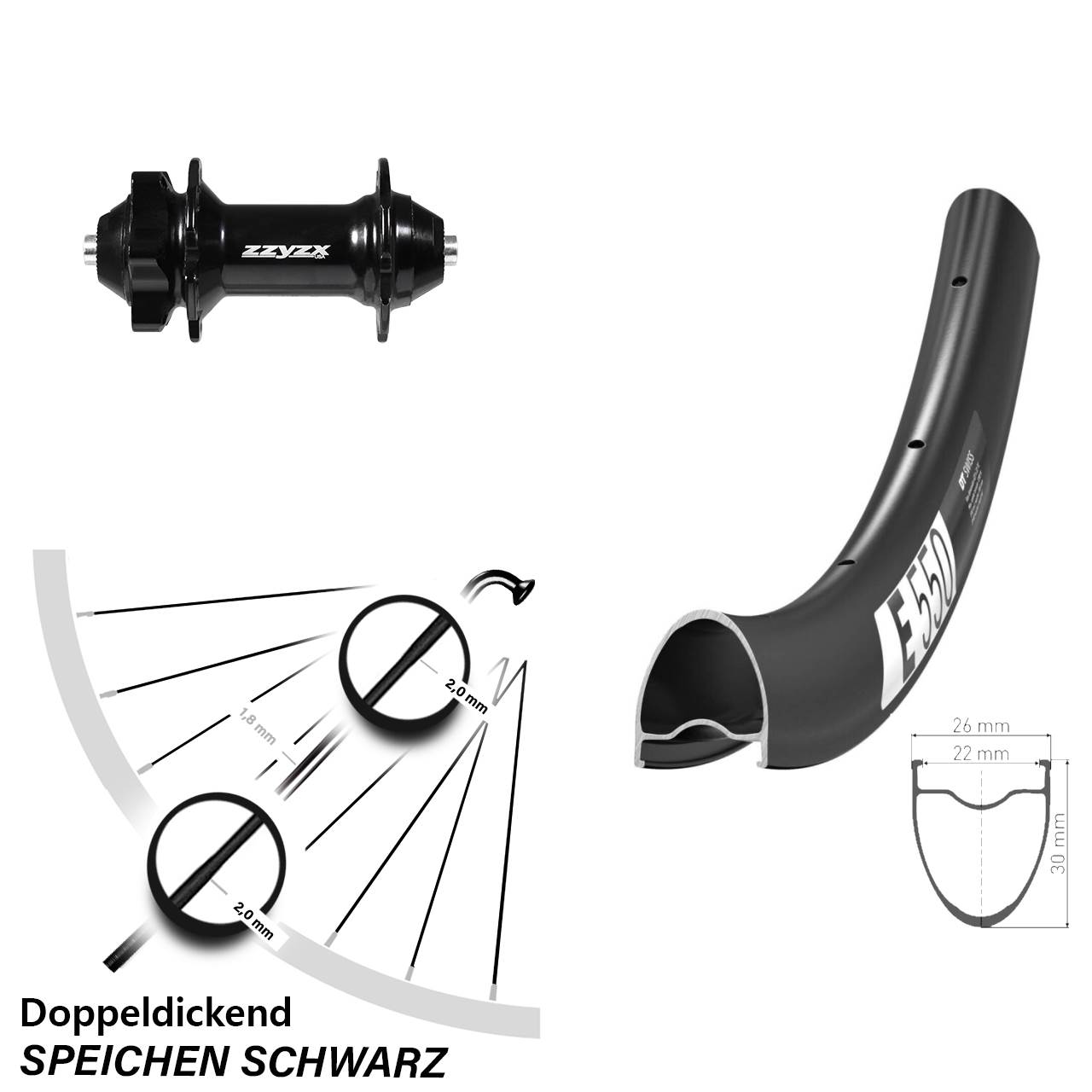 DT Swiss E550 Formula 28 Zoll 6-Loch Vorderrad QR
