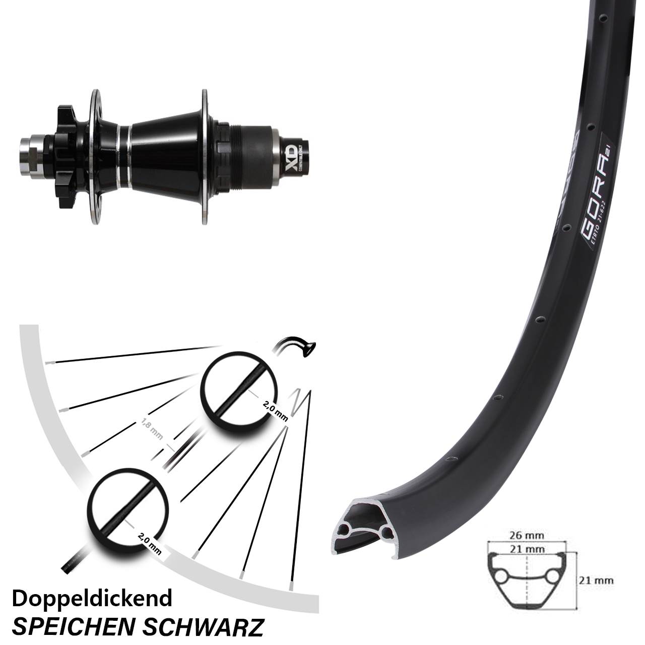 Gora 21 Formula GDC 28-29 Zoll Disc Hinterrad 12x142 SRAM XD