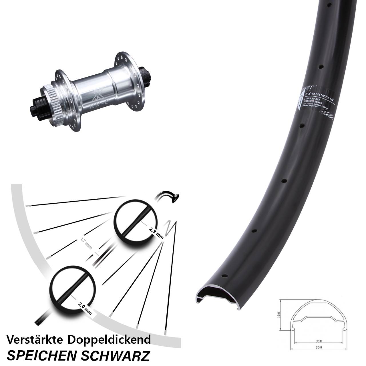 29 Zoll KX Mountain verstärkt Disc Laufrad QR