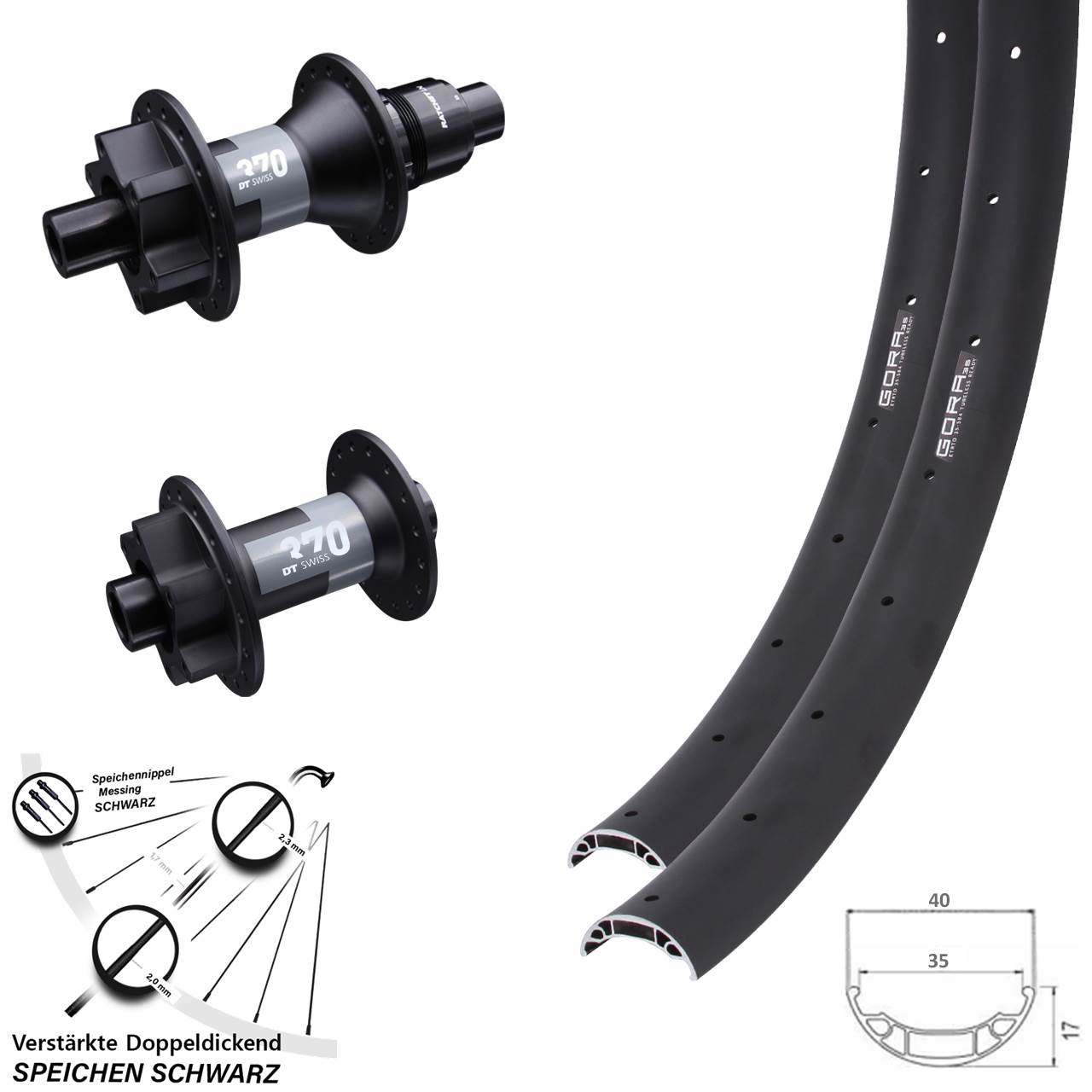 Gora 35 DT Swiss 370 27,5 Zoll 6-Loch Laufradsatz 15x100 12x142 XD 11-12 fach
