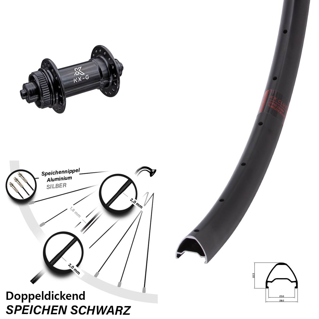 KX-G Clue 27,5 Zoll Disc Laufrad für Schnellspanner