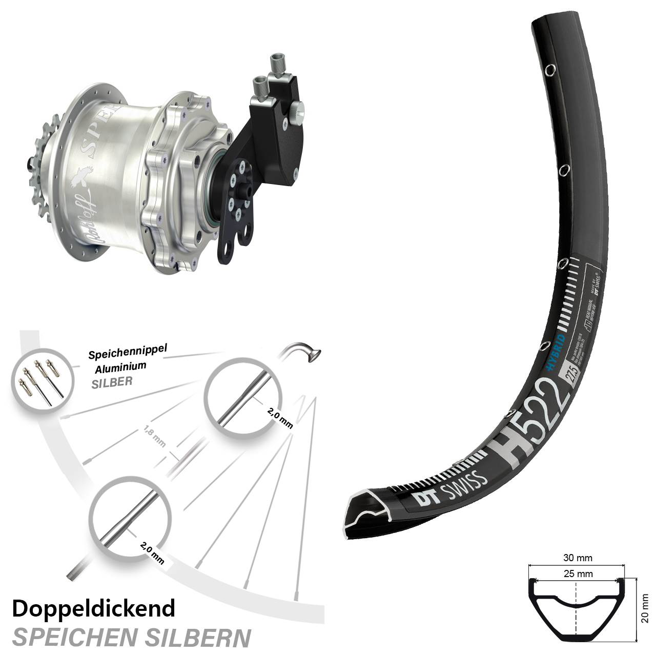 DT Swiss H 522 Scheibenbrems-Hinterrad 29 Zoll mit Rohloff Speedhub CC DB