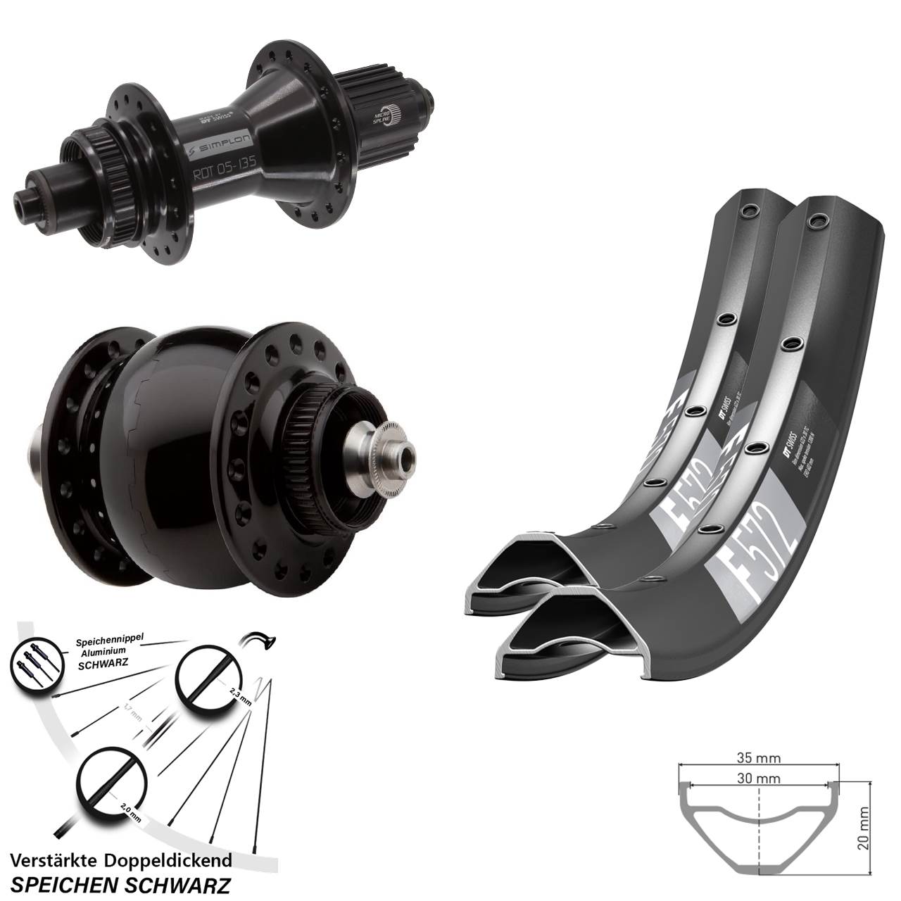DT Swiss F572-370 Hybrid SON 28 Laufradsatz 29 Zoll Micro Spline