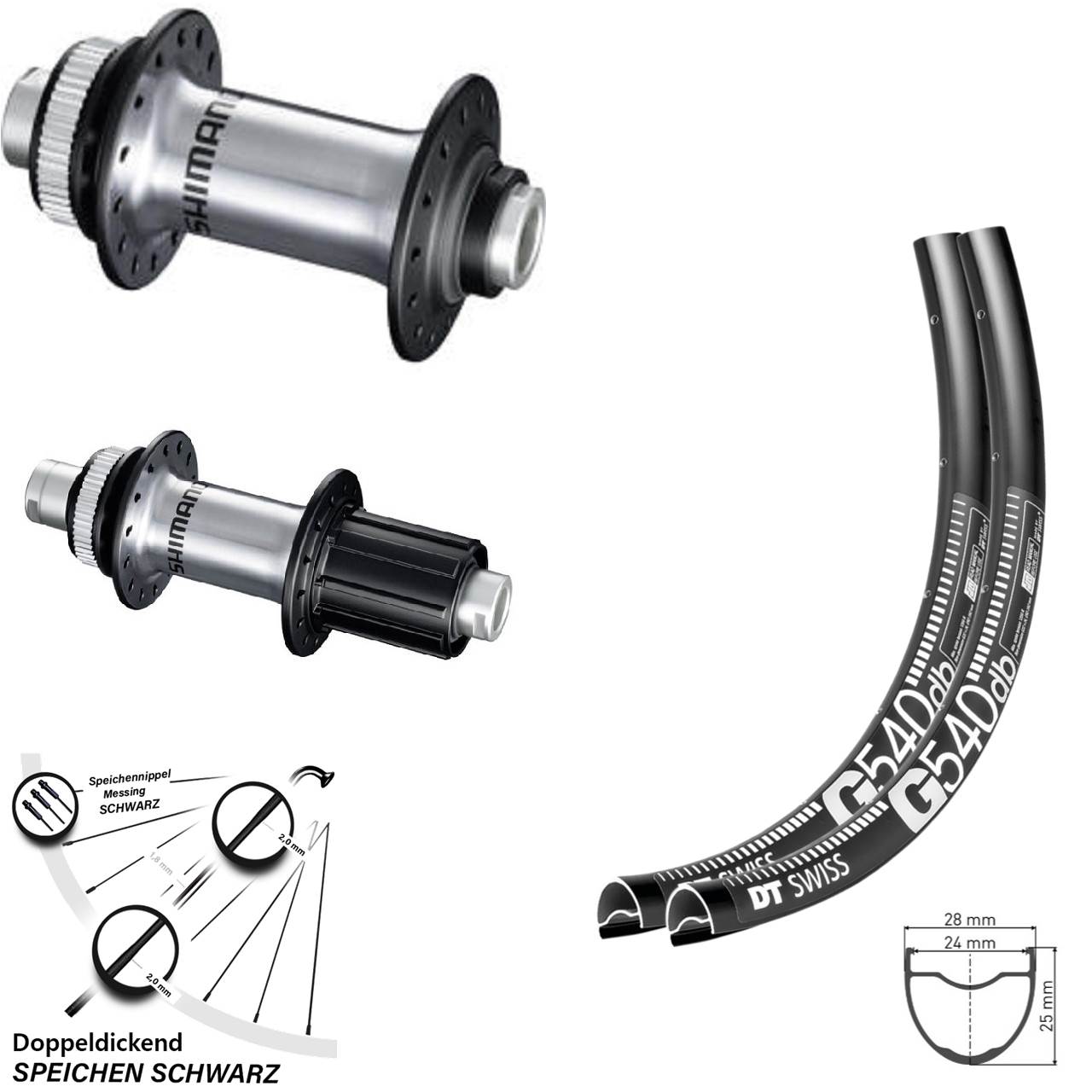 28-29 Zoll DT Swiss G540 Shimano GRX Laufradsatz 12x100/142 8-12 fach