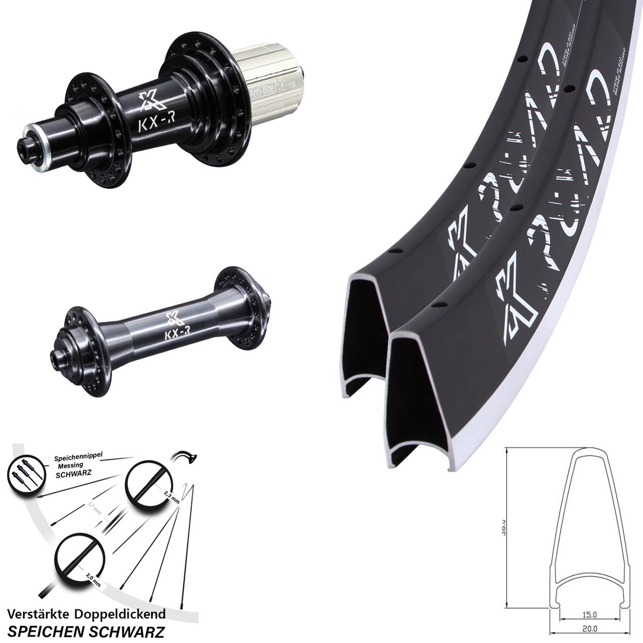 Laufradsatz 28 Zoll KX-R 8-12 fach HG für Schnellspanner