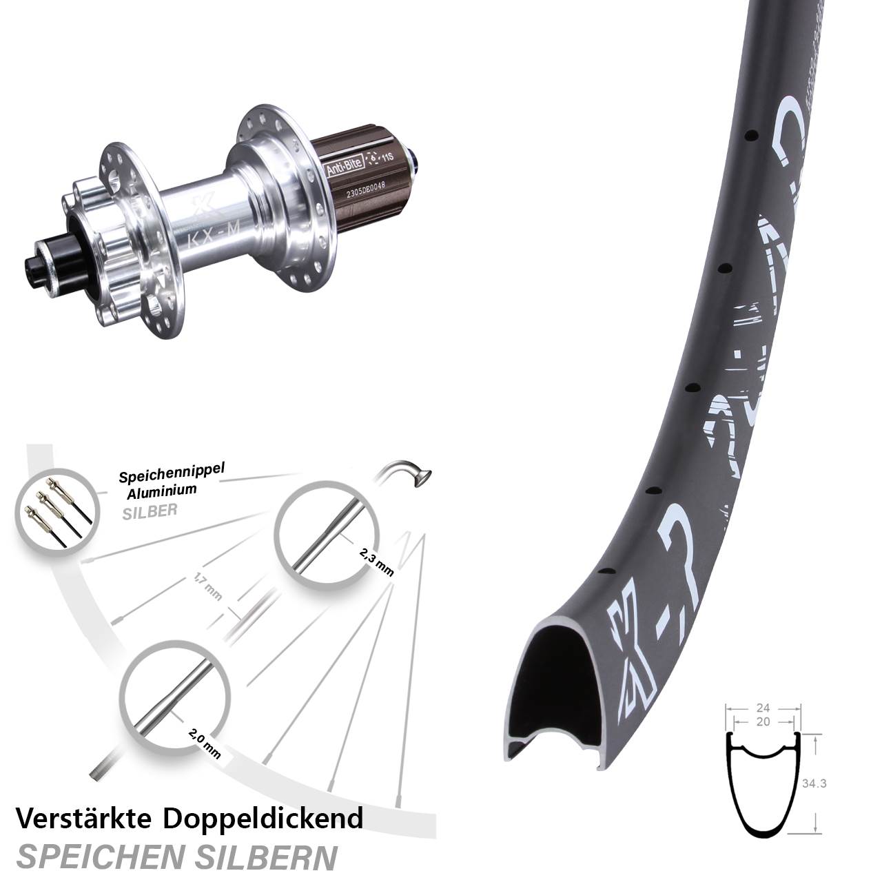 28 Zoll KX-MR Road 6-Loch Hinterrad für Schnellspanner 8-12 fach