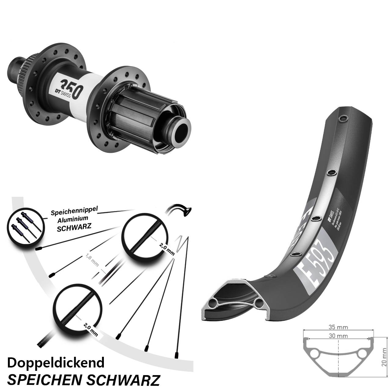Hinterrad 27,5 Zoll DT Swiss E593 350 Centerlock 8-11 fach 12x148