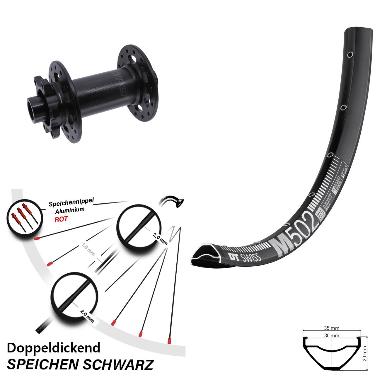 Disc Laufrad 29 Zoll DT Swiss M502 Bear Pawls 15x110 Boost