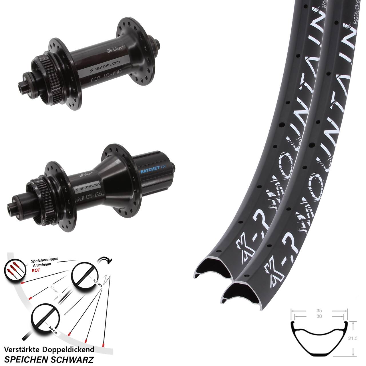 Disc Laufrad-Satz 27,5 Zoll KX-R Mountain DT Swiss 370 Hybrid 8-11 fach HG QR