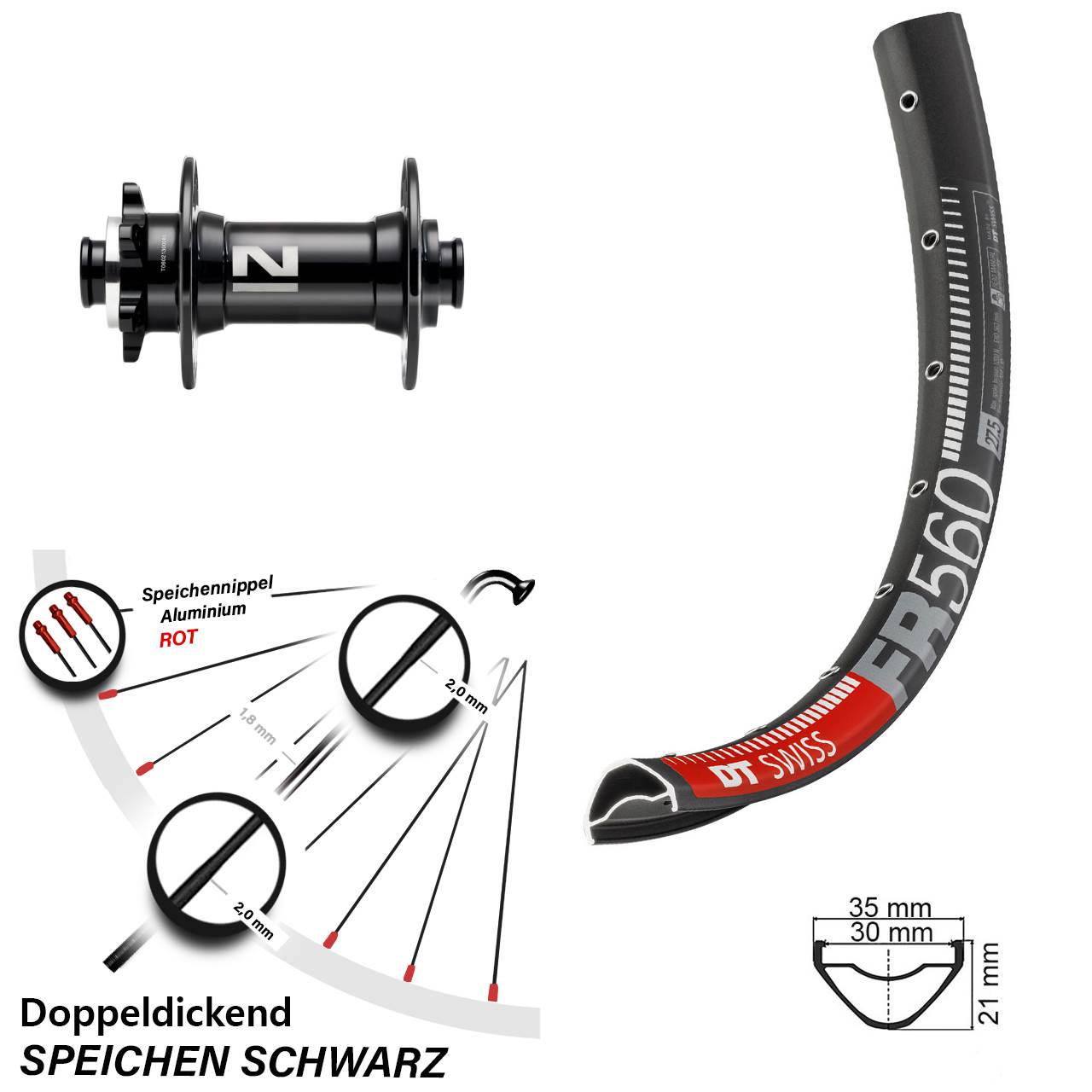 Disc Laufrad 26 Zoll DT Swiss FR 560 Novatec D041 15x110 Boost