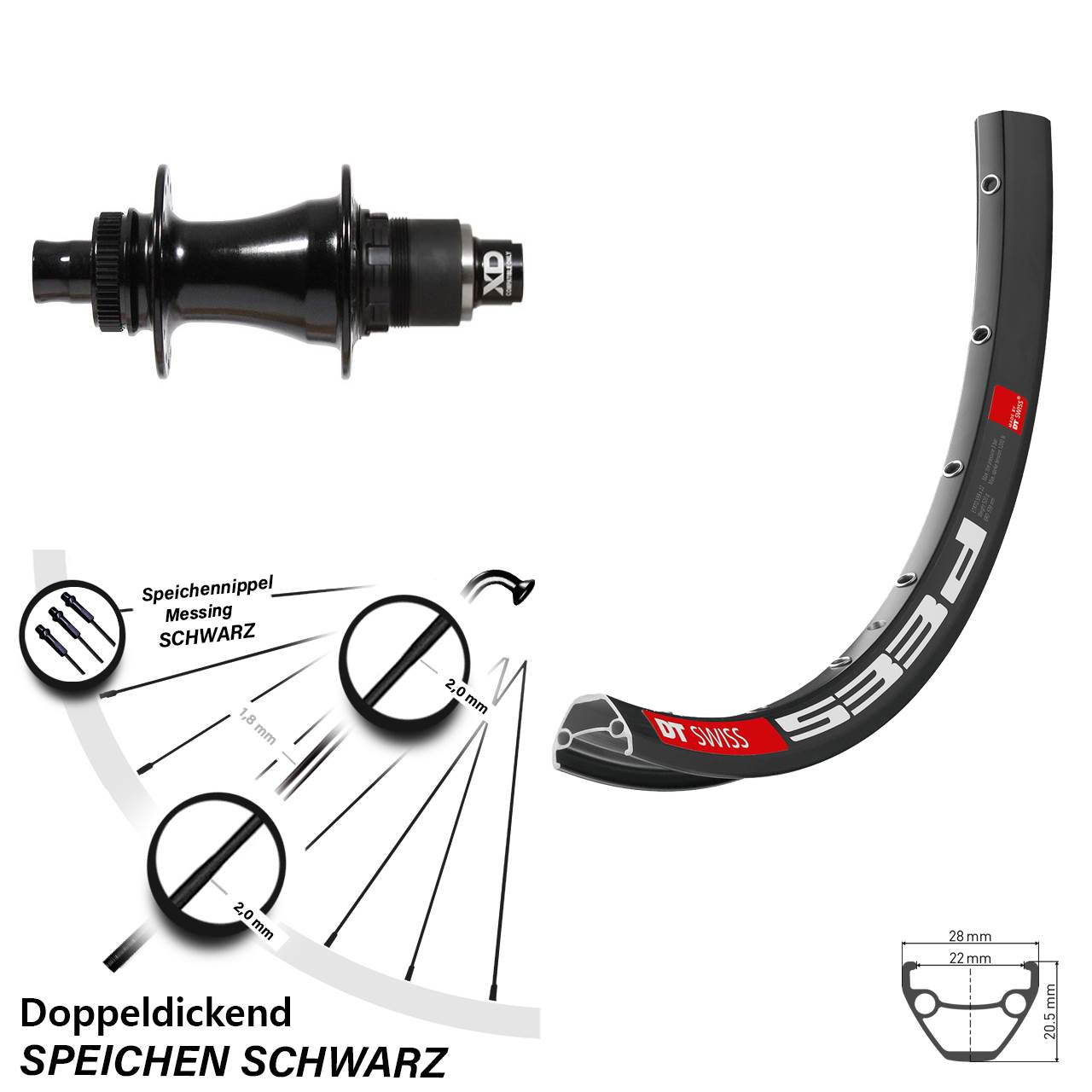 Hinterrad Centerlock 29 Zoll DT Swiss 533d Formula CL-142S XD 12x142