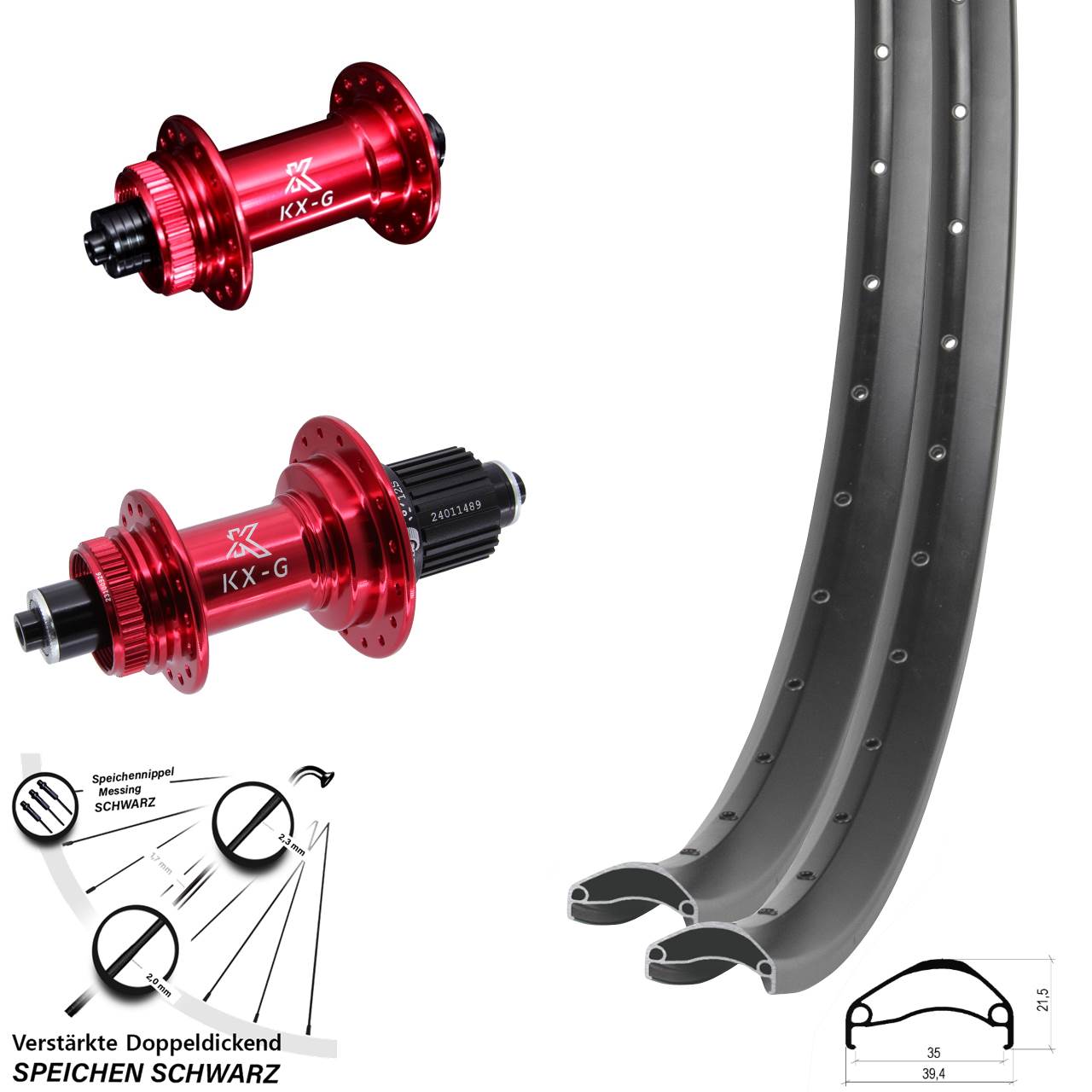 Centerlock Laufradsatz 29 Zoll Ambrosio E35 KX-G rot Micro Spline für Schnellspanner