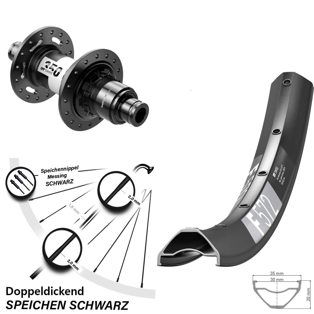 Hinterrad Centerlock 29 Zoll DT Swiss F572-350 DEG72 XD 11-12 fach 12x148