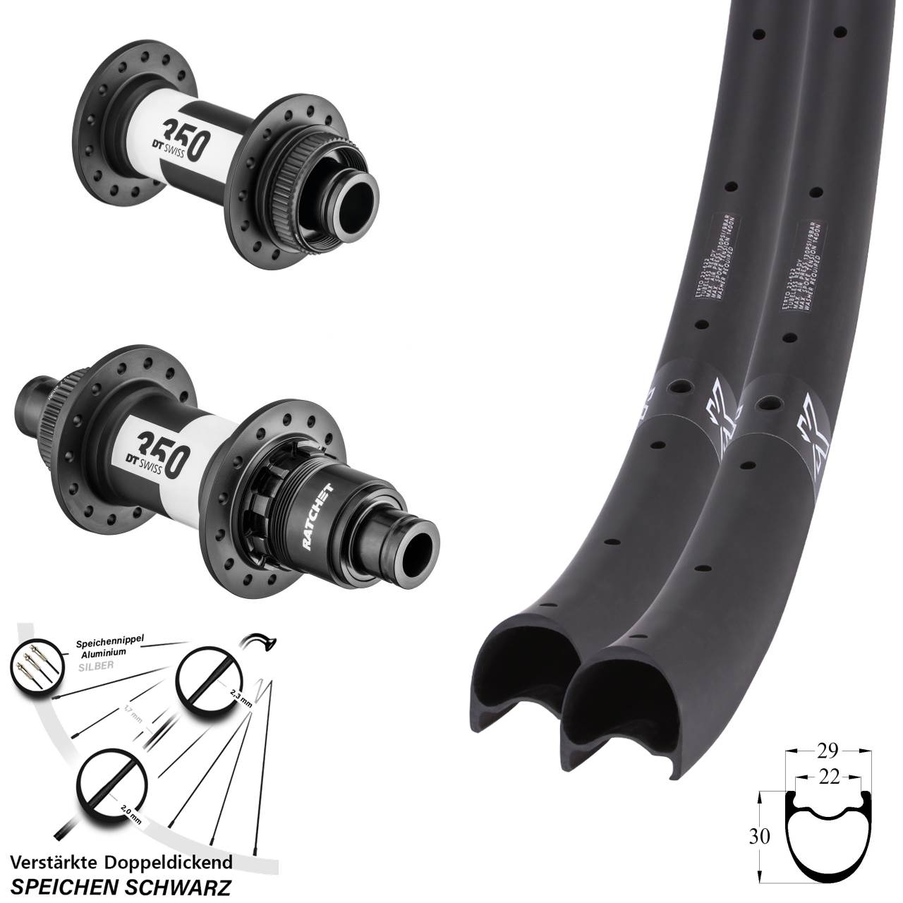 KX-RC Gravel Carbon DT Swiss 350 Road 28 Zoll Disc Laufradsatz 15x100 12x142 XDR