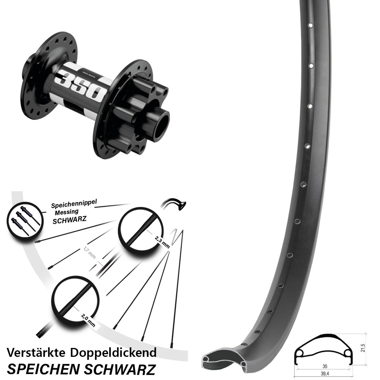 Ambrosio E35 DT Swiss 350 29 Zoll Vorderrad 6-Loch 15x110 Boost