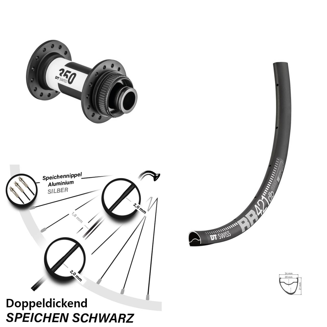 Disc Laufrad 15x100 28 Zoll DT Swiss RR421 350