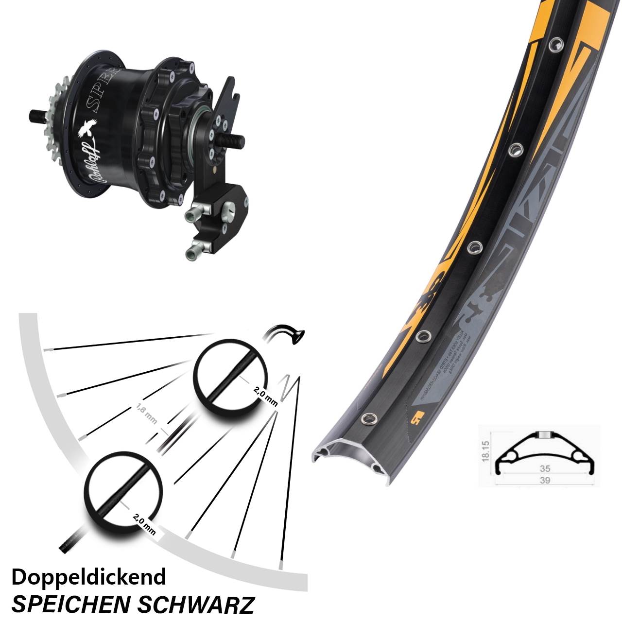 Disc Hinterrrad 27,5 Zoll Rodi TRYP 35 Rohloff Speedhub TS DB OEM2