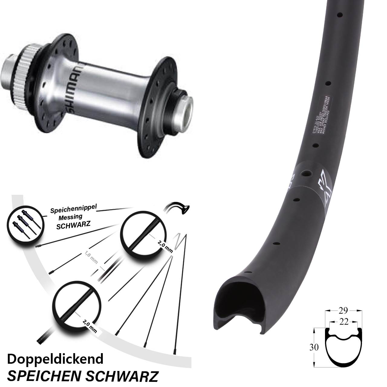 Disc Vorderrad 29 Zoll KX-RC Gravel Carbon Shimano HB-RS770 12x100