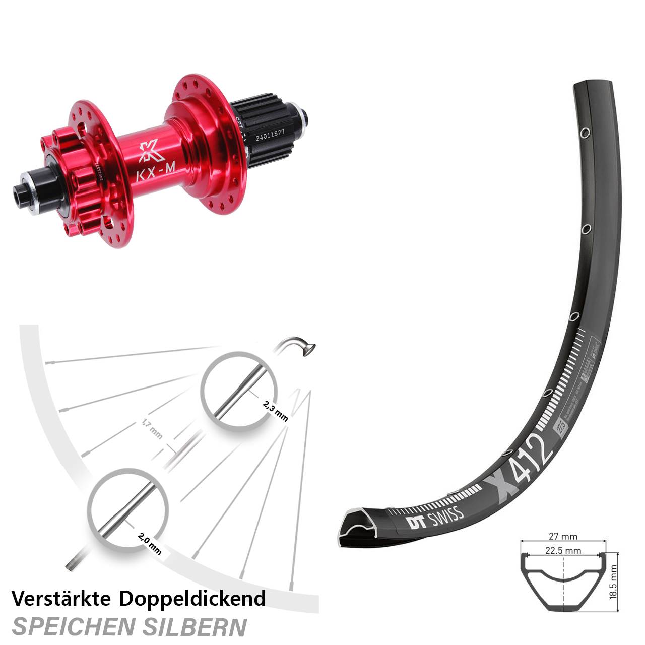 DT Swiss X412 KX-M rot Disc 29 Zoll Laufrad QR Micro Spline