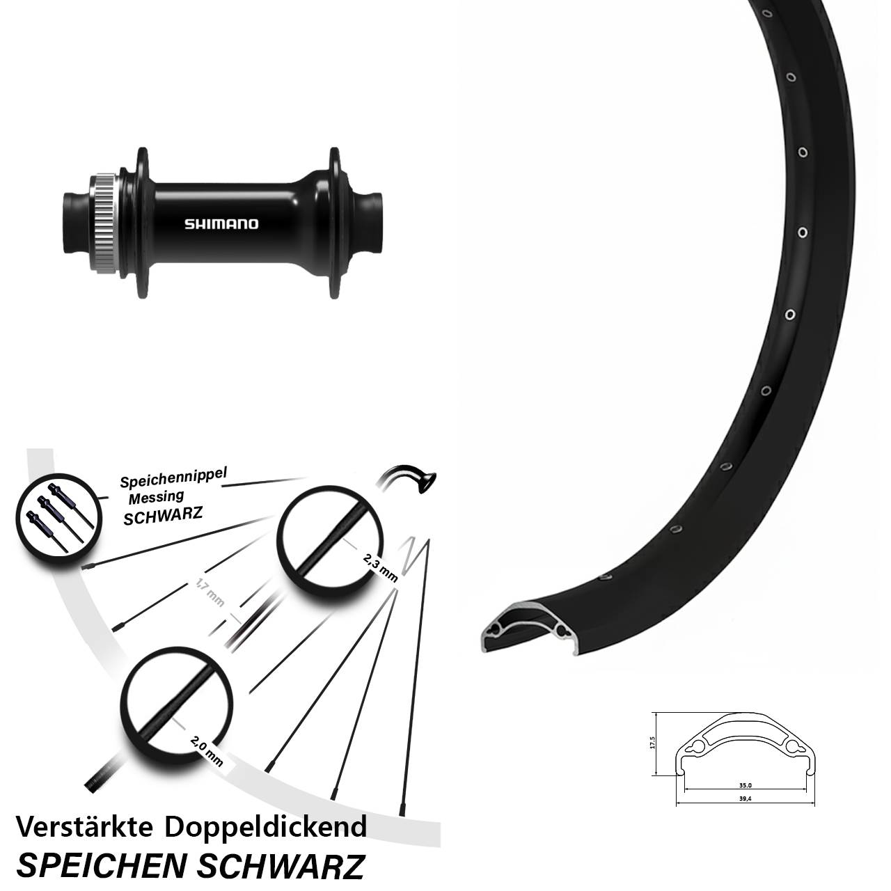Vorderrad 29 Zoll Ryde Disc 35 Shimano HB-TC500 15x100