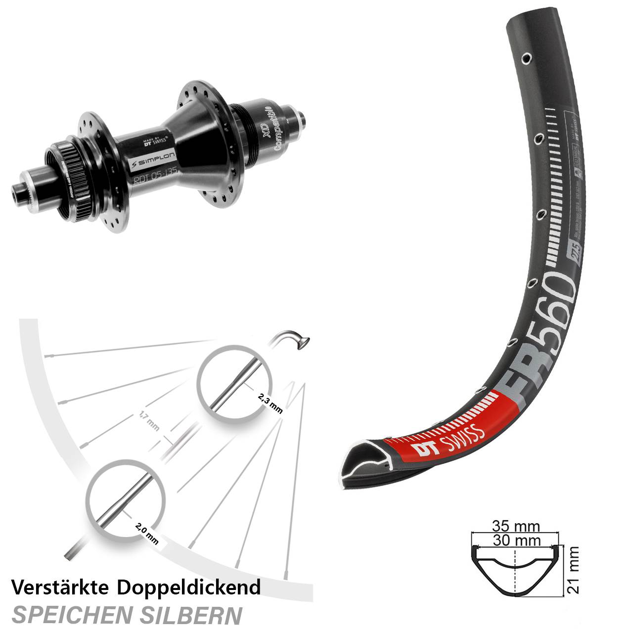 Centerlock Hinterrad QR 26 Zoll DT Swiss FR 560-370 XD