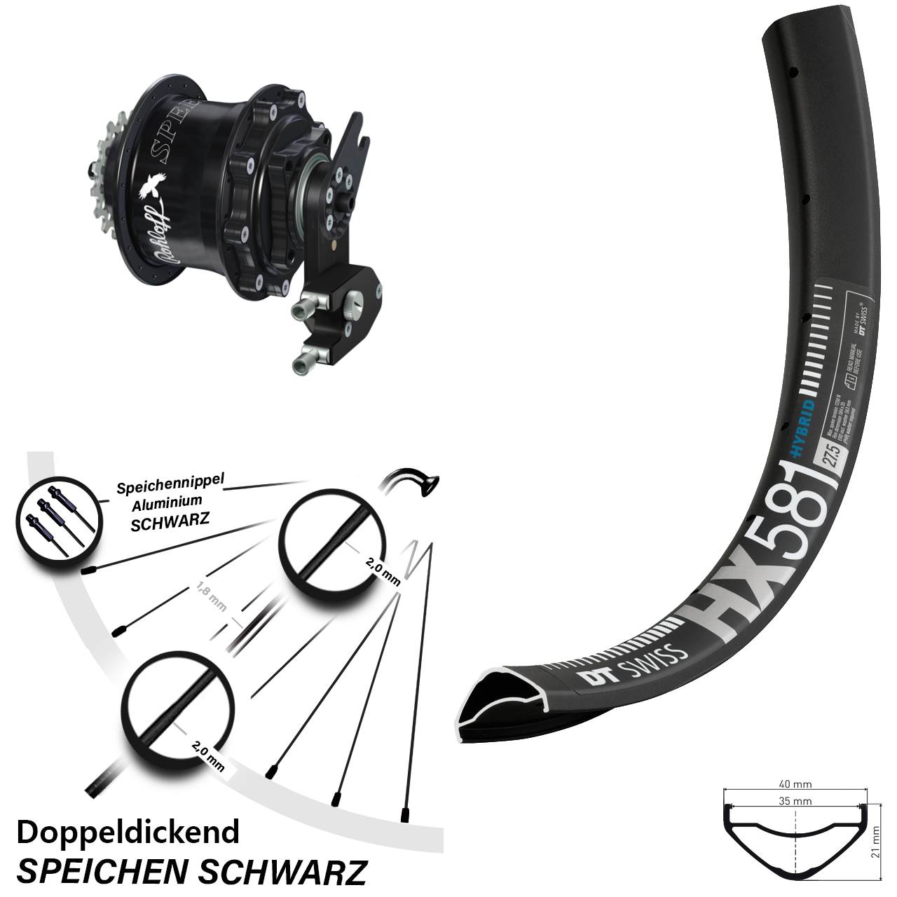 27,5 Zoll Laufrad Rohloff Speedhub CC OEM2 DT Swiss HX 581