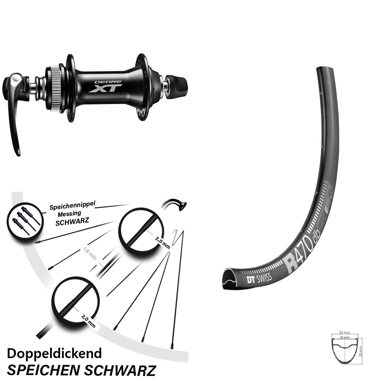 Vorderrad DT Swiss R 470 28 Zoll Shimano HB-M8000 Centerlock
