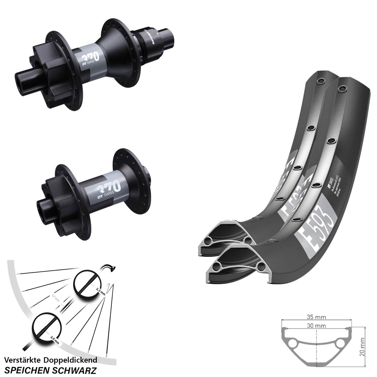 6-Loch Laufradsatz 15x100 12x142 29 Zoll DT Swiss E 593 370 SRAM XD