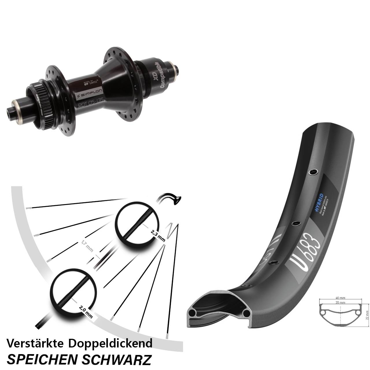 DT Swiss U 683-370 27,5 Zoll Centerlock Hinterrad QR XD