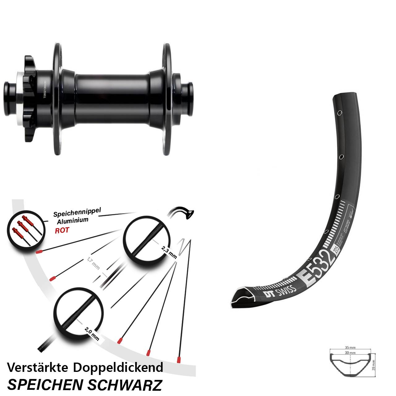 DT Swiss E532 Novatec D341 27,5 Zoll 6-Loch Vorderrad 15x110 Boost