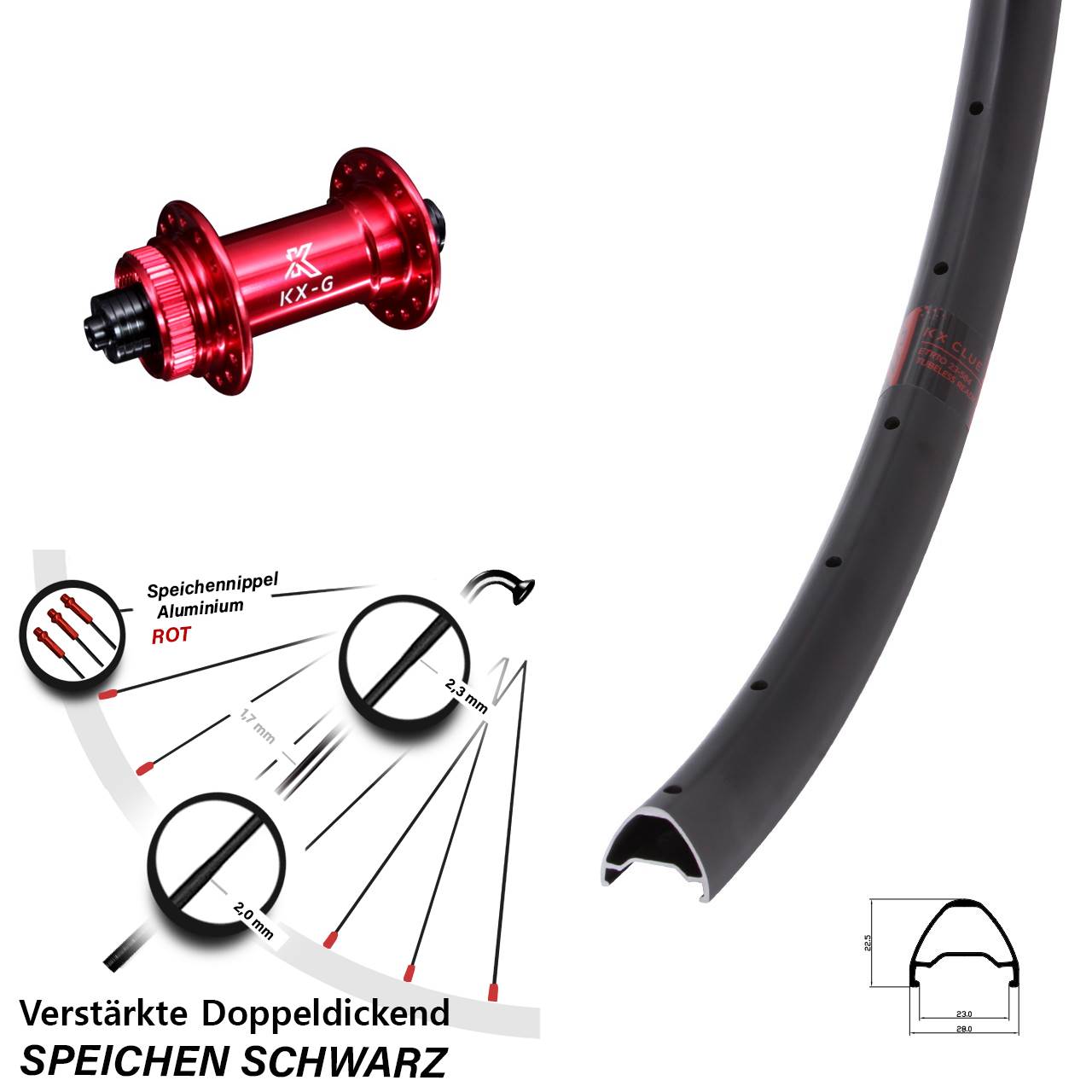 29 Zoll KX Clue verstärkt rot Disc Vorderrad für Schnellspanner